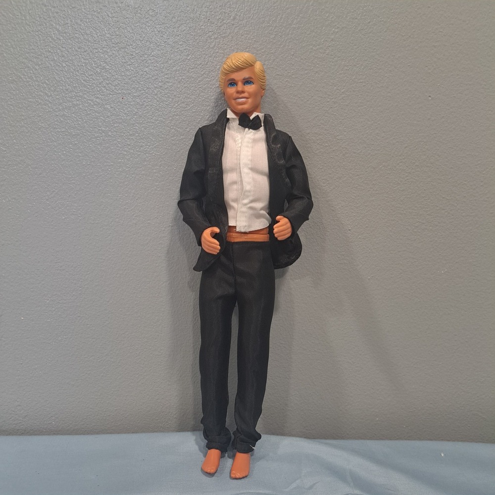 Vintage 1968 Mattel Ken Doll in‎ Black Tuxedo Formal Suit Blonde Hair Malaysia